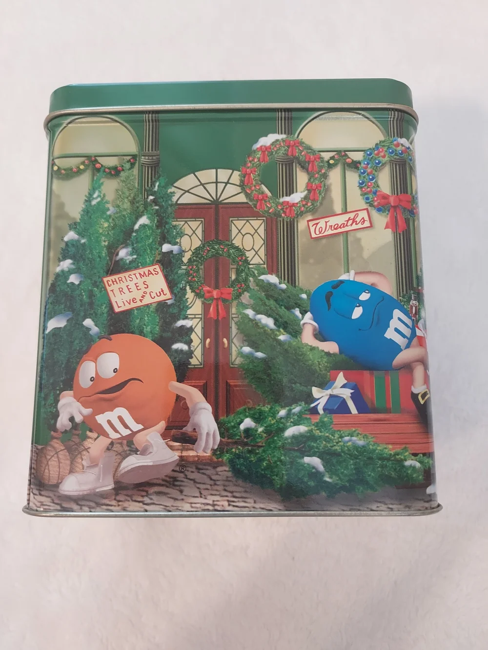 Vintage 2000 M&M'S Christmas Village Collectible Tree Shop Tin Limited Edition